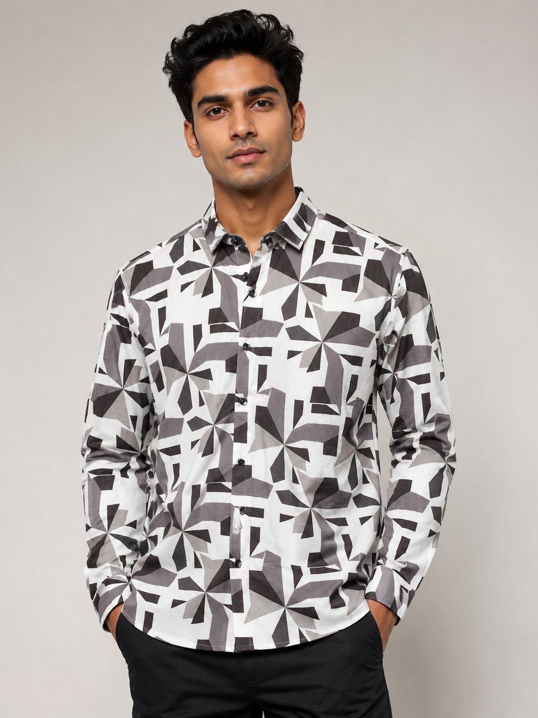 Classic Dark Brown Printed Full Shirt for Men Stylish Design Classic Dark Brown Printed Full Shirt for Men Stylish Design