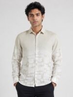Stylish Cream Printed Full Shirt For Men