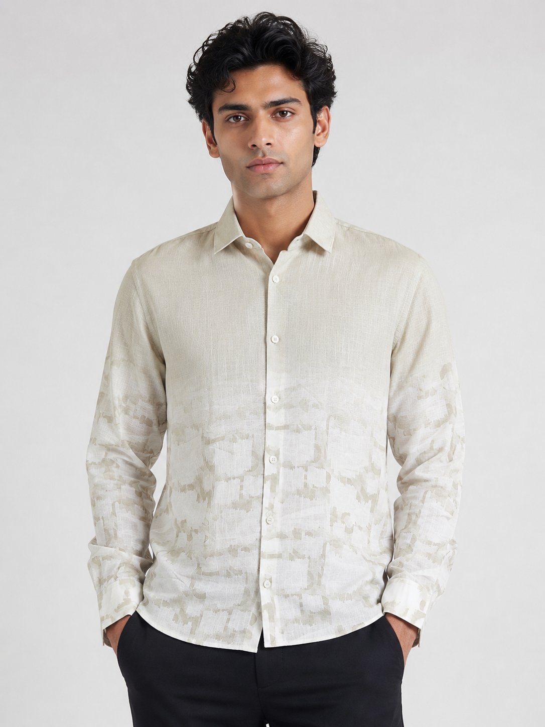 Stylish Cream Printed Full Shirt For Men Stylish Cream Printed Full Shirt For Men