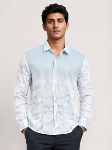 Stylish Blue Printed Full Shirt for Men Premium
