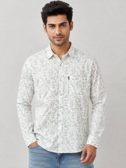 Stylish Green Printed Shirt for Men Premium