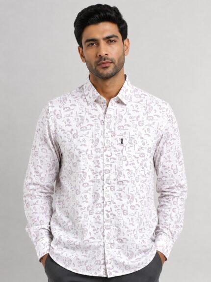 Stylish Lite Pink Printed Shirt for Men Premium