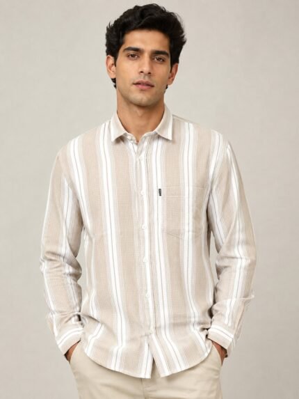Premium Cream Stripe Shirt for Men Style