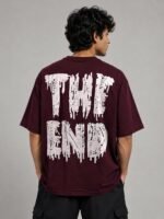 Men's Best Maroon Printed Oversize T-Shirt & Refined