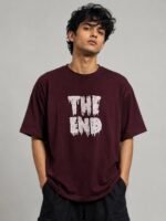 Men's Best Maroon Printed Oversize T-Shirt & Refined