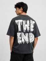 Men's Best Dark Grey Printed Oversize T-Shirt Urban