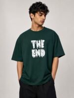 Men's Best Dark Green Printed Oversize T-Shirt For Men