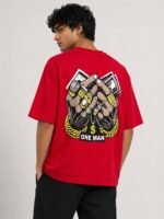 Red Printed Oversized T-Shirt for Men Bold Style