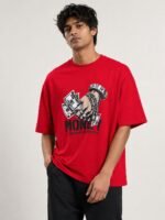 Red Printed Oversized T-Shirt for Men Bold Style