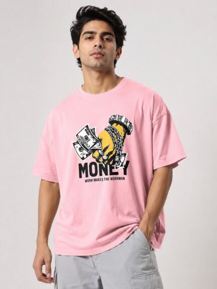 Baby Pink Printed T-Shirt Oversized Premium