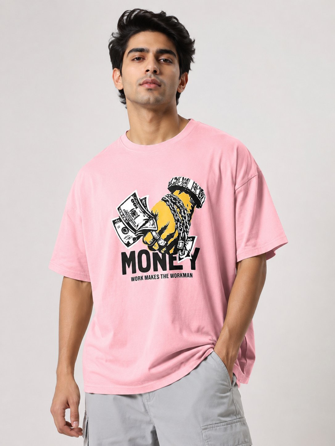 Baby Pink Printed T-Shirt Oversized Premium Baby Pink Printed T-Shirt Oversized Premium
