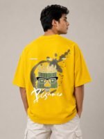 Yellow Printed Oversize T-Shirt for Men
