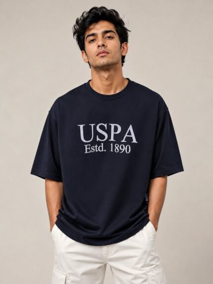 Deep Blue Oversize T-Shirt for Men Streetwear