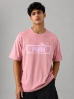 Baby Pink Printed Half Tshirt for Men Soft Style