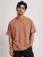 Brown Printed Half Tshirt for Men Earthy Style