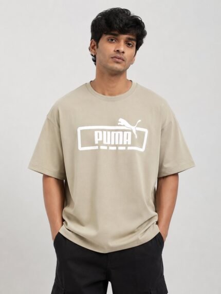 Cream Printed Half Tshirt for Men Soft Sophisticated Style