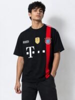 Men's Black Printed Half T-Shirt Bold Designs