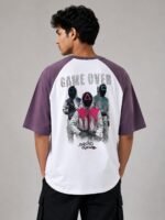 Stylish Purple Printed Oversize Tshirt for Men