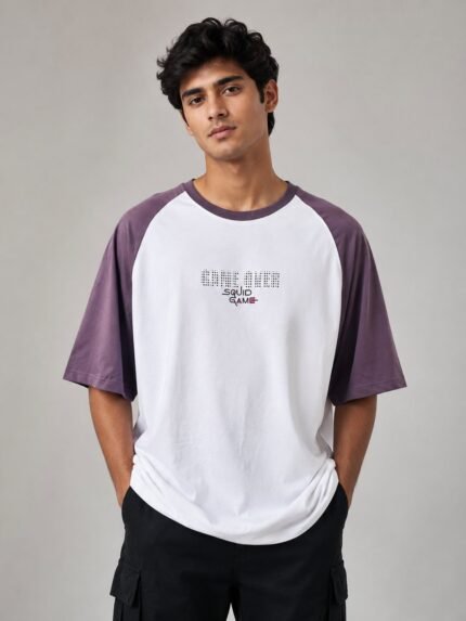 Stylish Purple Printed Oversize Tshirt for Men