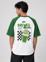 Men's Stylish Dark Green Printed Oversize T-Shirt For Men