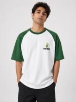 Men's Stylish Dark Green Printed Oversize T-Shirt For Men
