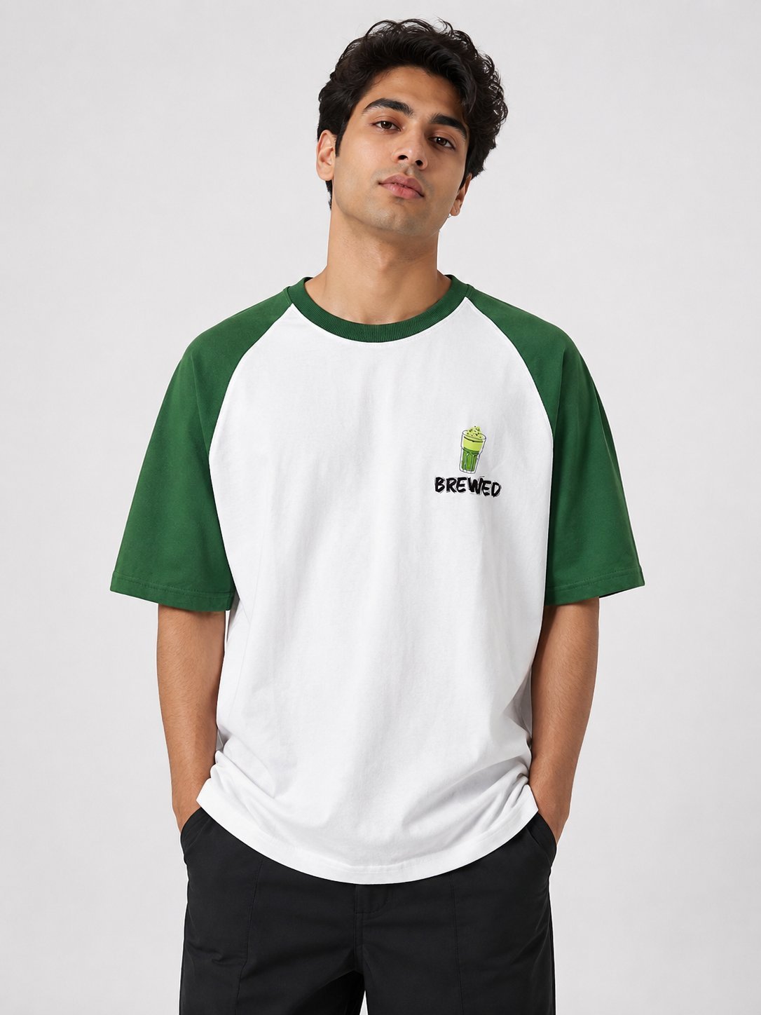 Men's Stylish Dark Green Printed Oversize T-Shirt For Men Men's Stylish Dark Green Printed Oversize T-Shirt For Men