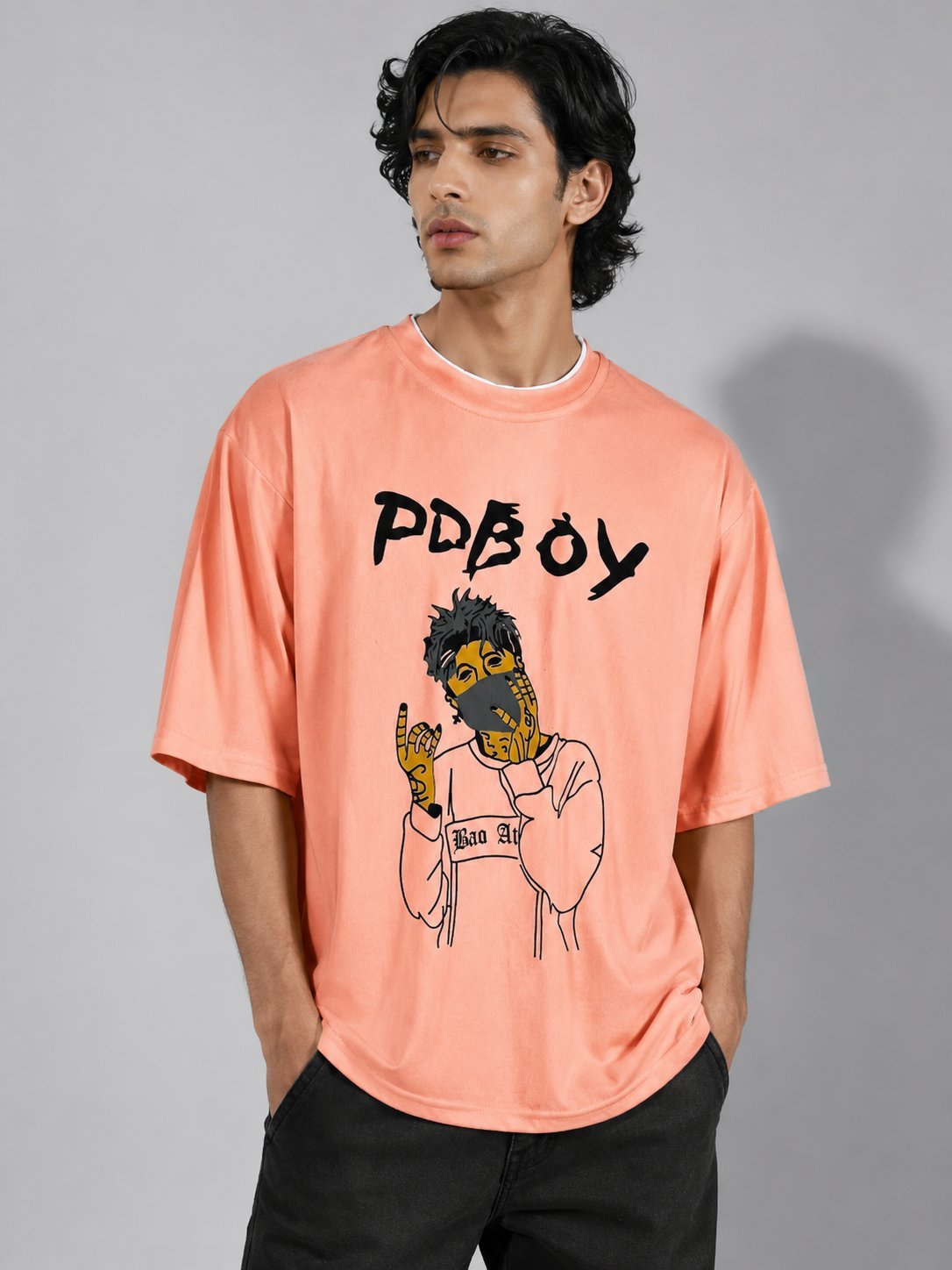 Stylish Lite Pink Printed Oversize T-Shirt for Men Stylish Lite Pink Printed Oversize T-Shirt for Men