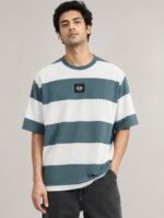 Lite Green Stripe Half T-Shirt for Men & Fresh Casual Style