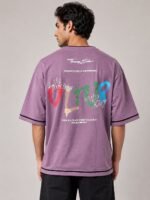 Lite Purple Oversize Printed Tshirt For Men Trendy