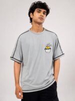 Best Lite Grey Oversize Printed Tshirt For Men Urban