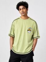 Best Olive Green Oversize Printed Tshirt For Men Streetwear