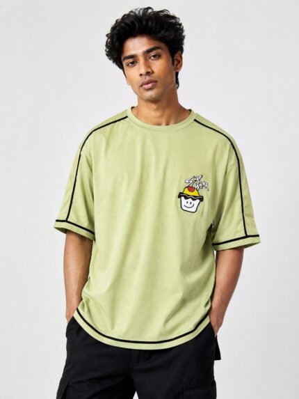 Best Olive Green Oversize Printed Tshirt For Men Streetwear