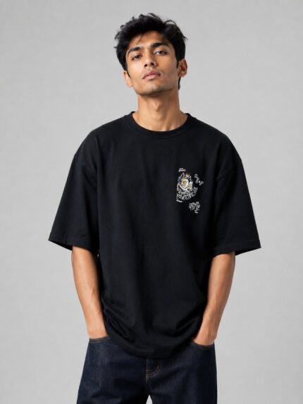 Back Print Black Oversized T-Shirt For Men