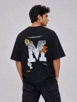 Trendy Black Oversized T-Shirt with Back Print