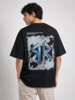 Basic Black Oversized T-Shirt with Back Print