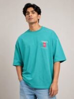 Trendy Lite Green Back Print Oversize Tshirt For Men