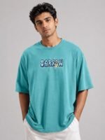 Lite Green Back Print Oversize Tshirt For Men