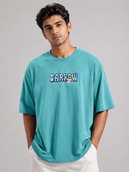 Lite Green Back Print Oversize Tshirt For Men