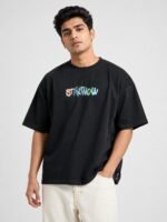 Black Back Print Oversize Tshirt For Men Streetwear