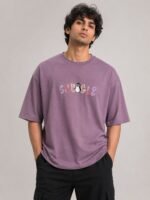 Lite Purple Back Print Oversize Tshirt For Men Trendy
