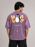 Lite Purple Back Print Oversize Tshirt For Men Trendy