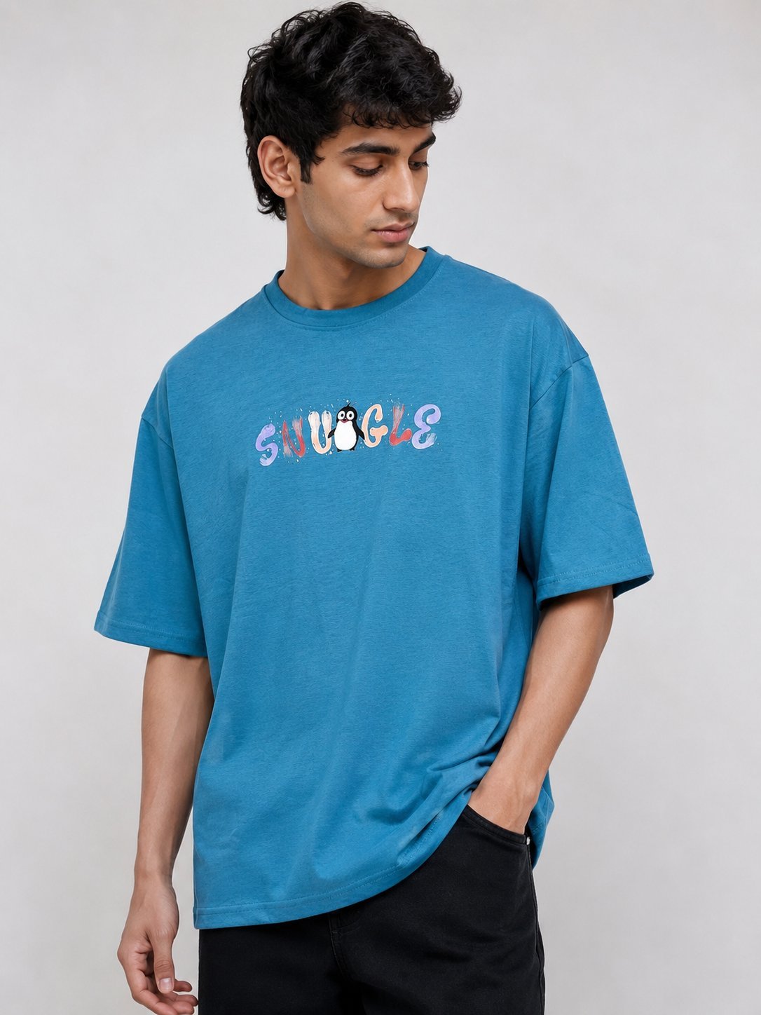 Blue Back Print Oversize Tshirt For Men Premium Blue Back Print Oversize Tshirt For Men Premium