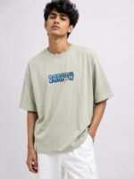 Cream Back Print Oversize Tshirt For Men