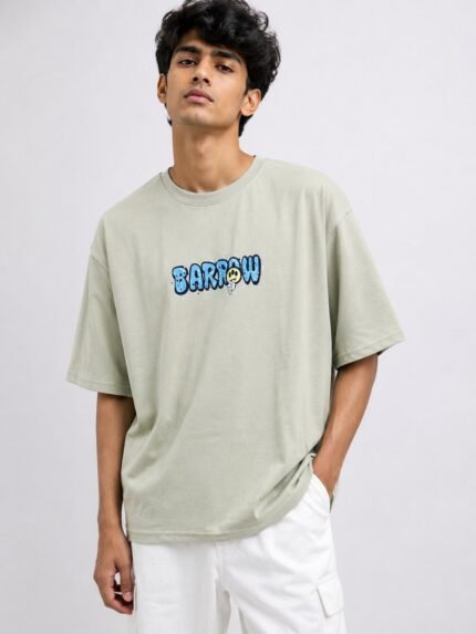 Cream Back Print Oversize Tshirt For Men