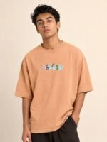 Orange Back Print Oversize Tshirt For Men