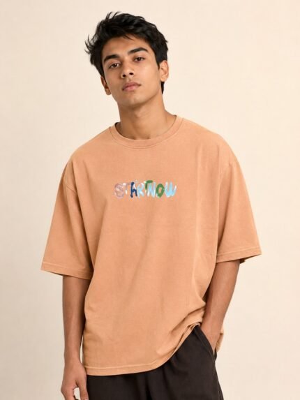 Orange Back Print Oversize Tshirt For Men