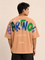 Orange Back Print Oversize Tshirt For Men