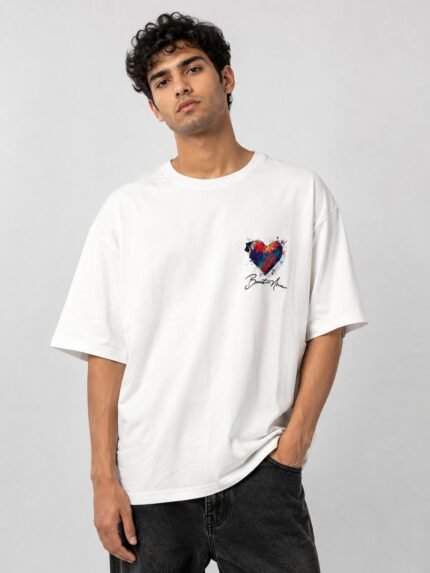 White Oversize Back Print Tshirt For Men Statement