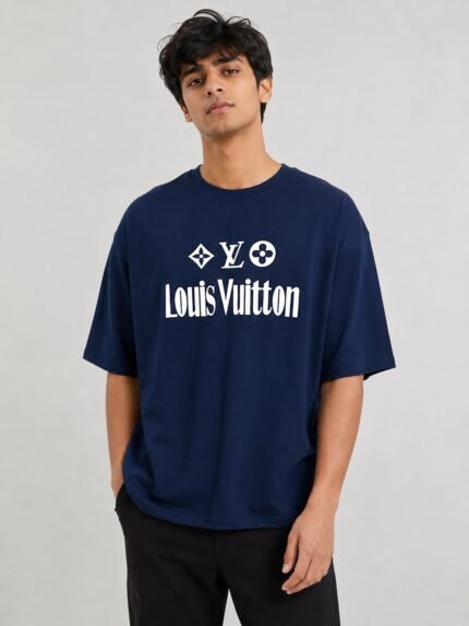 Classic Navy Blue Back Print T-Shirt Oversized Premium Fit