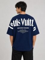 Classic Navy Blue Back Print T-Shirt Oversized Premium Fit